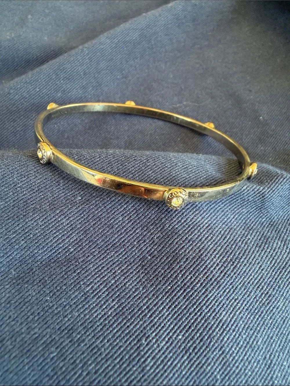 Silver Tone Stud Accent Bangle Bracelet - Women's Jewelry (4550)
